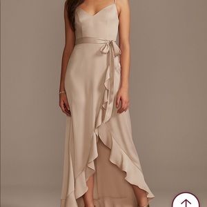 Spaghetti Strap Crepe Ruffle Bridesmaid Dress